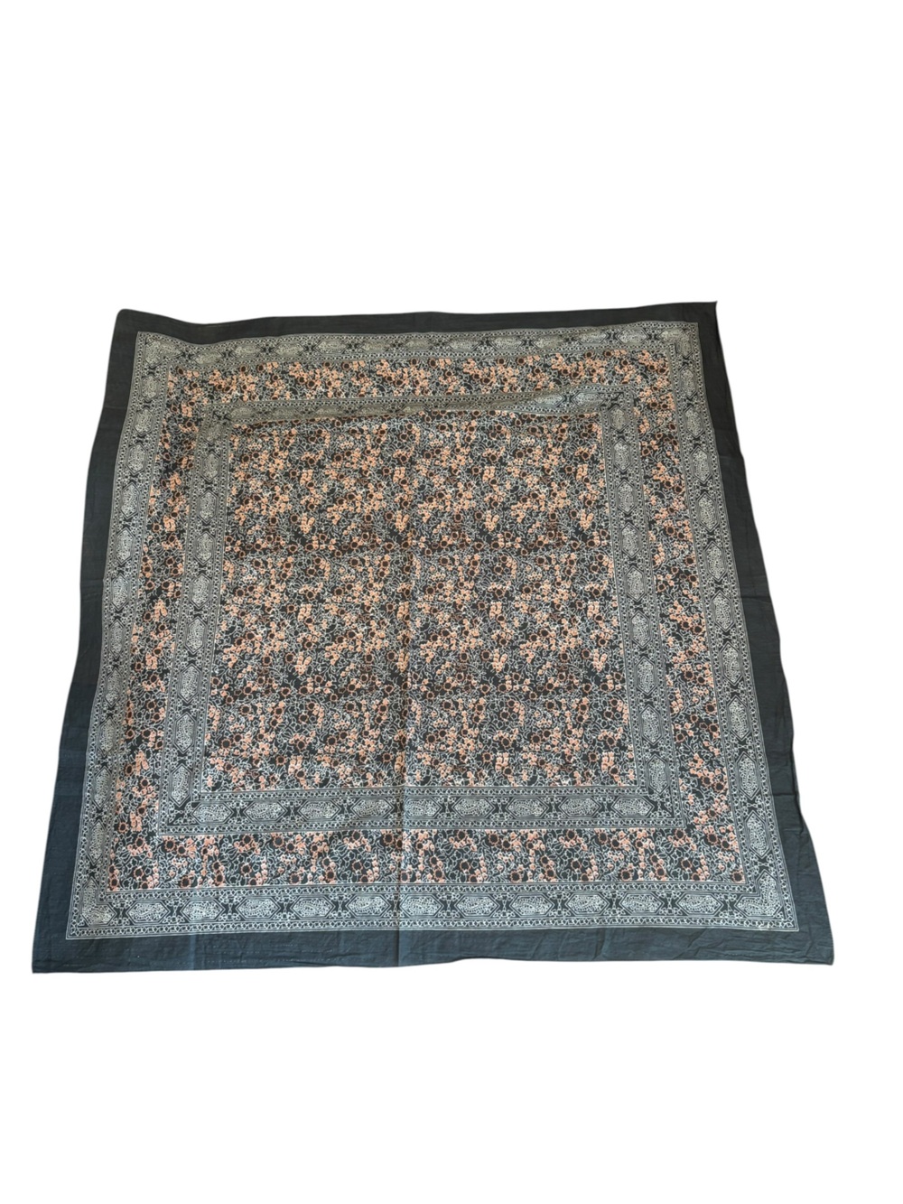 Anthropologie Cotton Metallic Thread Alix Kerchief Scarf Navy Gray